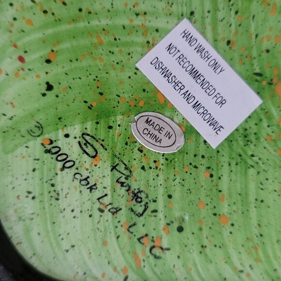 Hand-Painted Ceramic Square Plate With Lemon & Strawberry Design By S. Purifoy - Picture 5 of 8